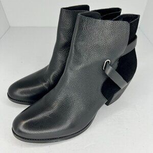 American Rag Womens Ashlyn Black Leather Suede Side Zip Size 10M Ankle Booties